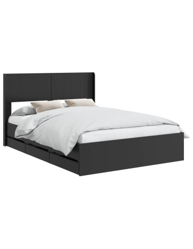 Struttura del letto con stoccaggio e testata Nero 140 x 190 cm