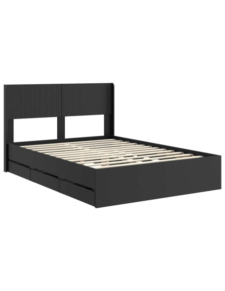 Struttura del letto con stoccaggio e testata Nero 140 x 190 cm