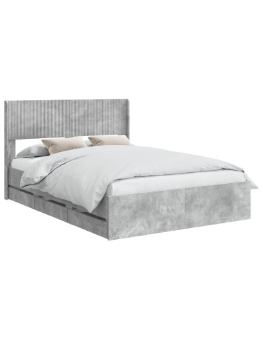 Struttura del letto con stoccaggio e testata Grigio Cemento