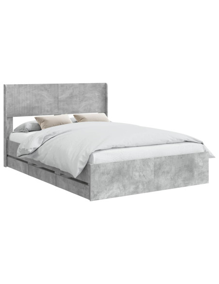 Struttura del letto con stoccaggio e testata Grigio Cemento