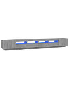 Set Mobili TV 3 pz con Luci LED Grigio Sonoma Legno Multistrato 2