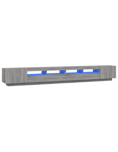 Set Mobili TV 3 pz con Luci LED Grigio Sonoma Legno Multistrato