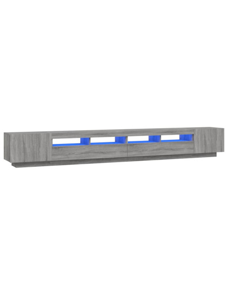 Set Mobili TV 3 pz con Luci LED Grigio Sonoma Legno Multistrato