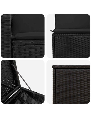 Set di divani 7 pcs Nero Rattan sintetico e Acciaio