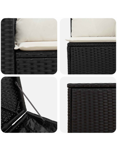 Set di divani 7 pcs Nero e Bianco Crema