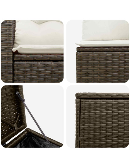 Set di divani 7 pcs Marrone e Bianco Crema