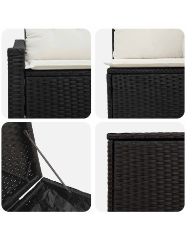 Set di divani 7 pcs Nero e Bianco Crema