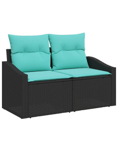 Set di divani 7 pcs Nero e Blu Rattan sintetico e Acciaio 2