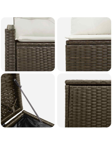 Set di divani 7 pcs Marrone e Bianco Crema