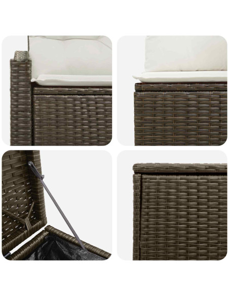 Set di divani 7 pcs Marrone e Bianco Crema