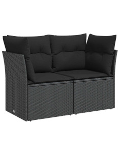Set di divani 7 pcs Nero Rattan sintetico e Acciaio 2