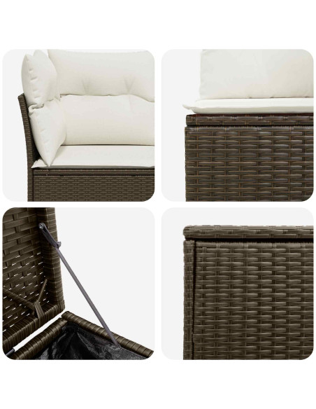 Set di divani 7 pcs Marrone e Bianco Crema