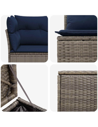 Set di divani 7 pcs Grigio e Blu Navy