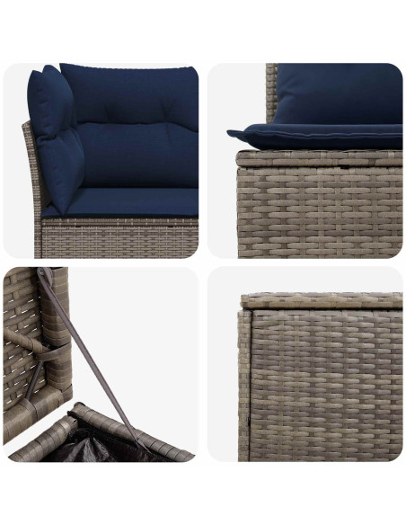 Set di divani 7 pcs Grigio e Blu Navy