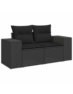 Set di divani 7 pcs Nero Rattan sintetico e Acciaio 2