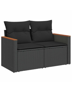 Set di divani 7 pcs Nero Rattan sintetico e Acciaio 2