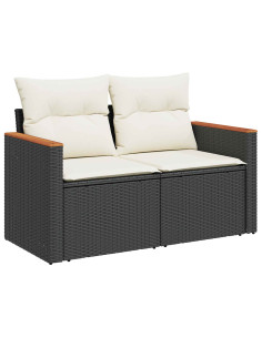 Set di divani 7 pcs Nero e Bianco Crema 2