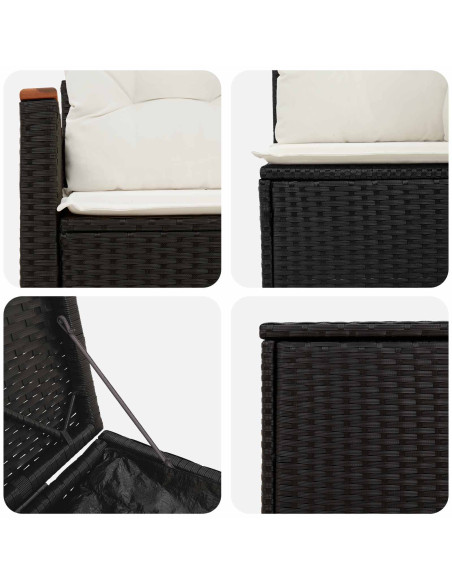 Set di divani 7 pcs Nero e Bianco Crema