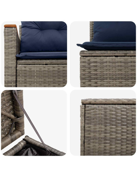 Set di divani 7 pcs Grigio e Blu Navy