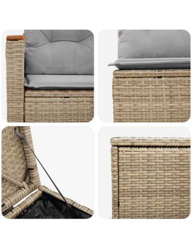 Set di divani 7 pcs Beige e Grigio Chiaro