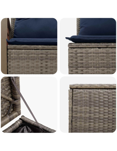 Set di divani 7 pcs Grigio e Blu Navy