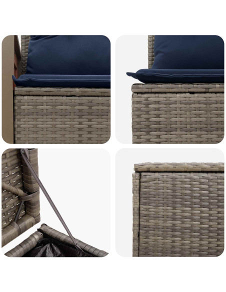 Set di divani 7 pcs Grigio e Blu Navy