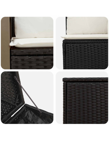 Set di divani 7 pcs Nero e Bianco Crema