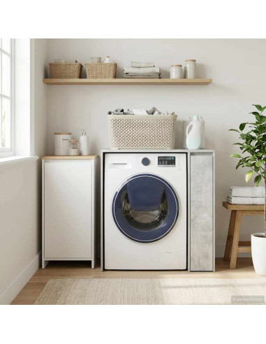 Mobiletto per lavatrice con porta Calcestruzzo 87 x 60 x 89 cm