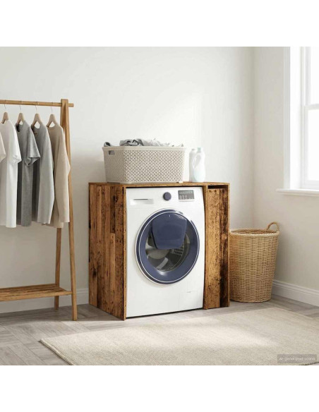 Mobiletto per lavatrice con porta Legno vecchio 87 x 60 x 89 cm