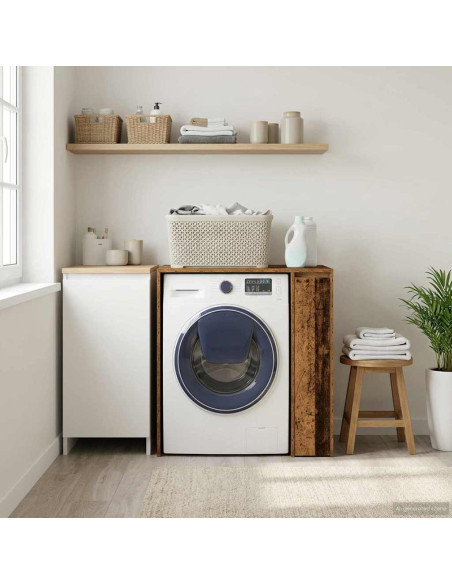 Mobiletto per lavatrice con porta Legno vecchio 87 x 60 x 89 cm