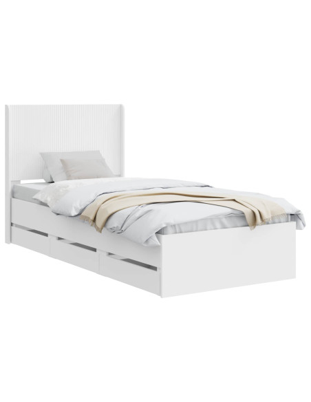 Struttura del letto con stoccaggio e testata Bianco 75 x 190 cm