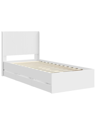 Struttura del letto con stoccaggio e testata Bianco 75 x 190 cm
