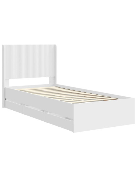 Struttura del letto con stoccaggio e testata Bianco 75 x 190 cm