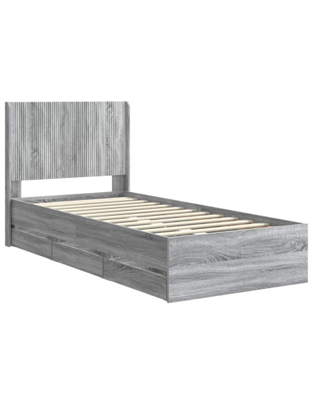 Struttura del letto con stoccaggio e testata Grigio Sonoma