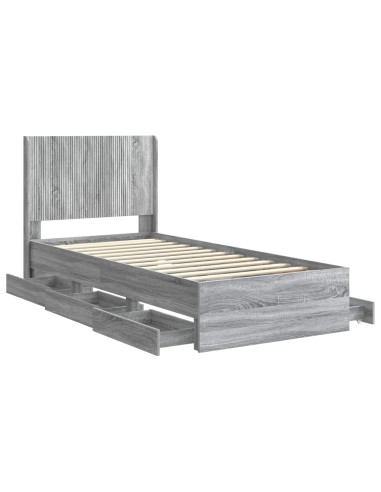 Struttura del letto con stoccaggio e testata Grigio Sonoma