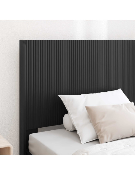 Struttura del letto con stoccaggio e testata Nero 90 x 190 cm
