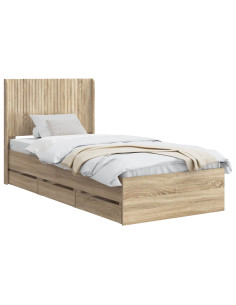 Struttura del letto con stoccaggio e testata Rovere Sonoma 2