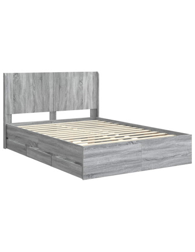 Struttura del letto con stoccaggio e testata Grigio Sonoma