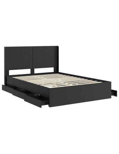 Struttura del letto con stoccaggio e testata Nero 120 x 190 cm