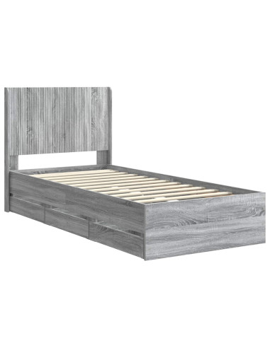 Struttura del letto con stoccaggio e testata Grigio Sonoma