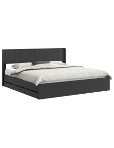 Struttura del letto con stoccaggio e testata Nero 200 x 200 cm 2