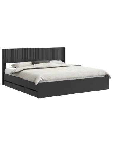 Struttura del letto con stoccaggio e testata Nero 200 x 200 cm