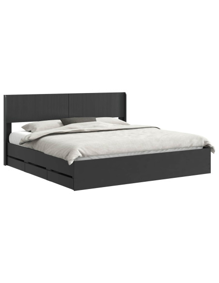 Struttura del letto con stoccaggio e testata Nero 200 x 200 cm