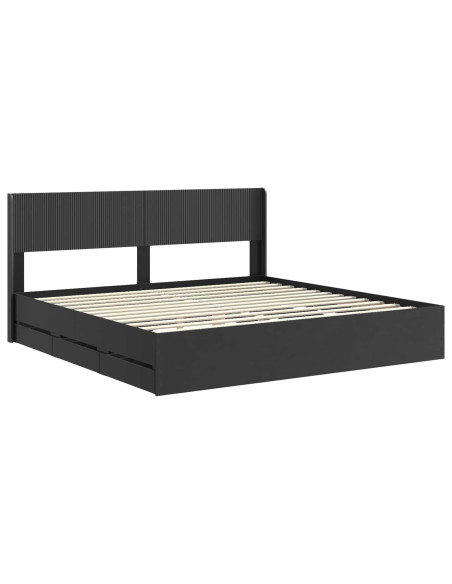 Struttura del letto con stoccaggio e testata Nero 200 x 200 cm