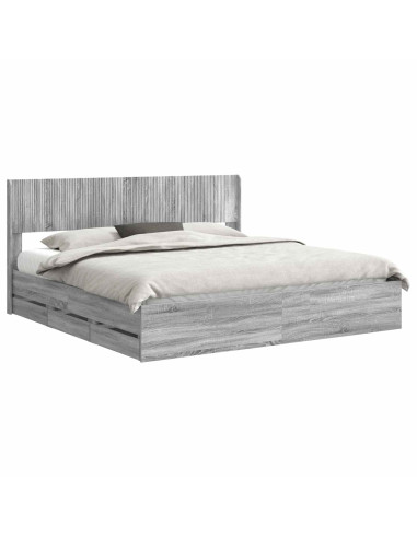 Struttura del letto con stoccaggio e testata Grigio Sonoma