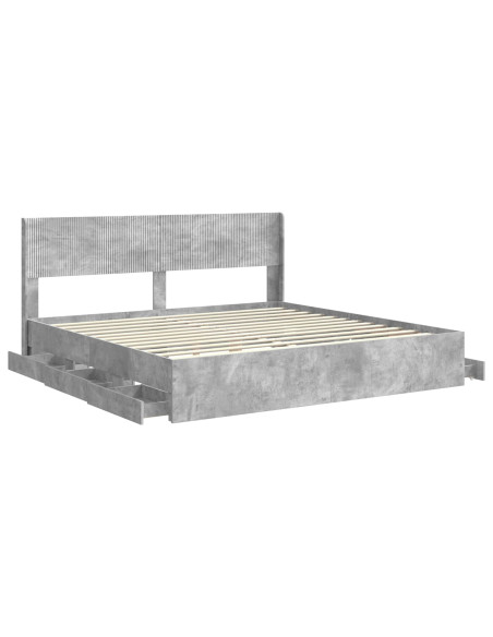 Struttura del letto con stoccaggio e testata Grigio Sonoma