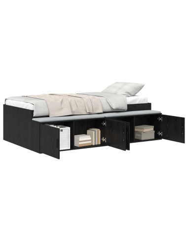 Struttura del letto Rovere Nero 90 x 190 cm Legno multistrato