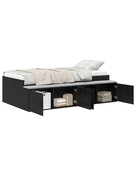 Struttura del letto Rovere Nero 90 x 190 cm Legno multistrato