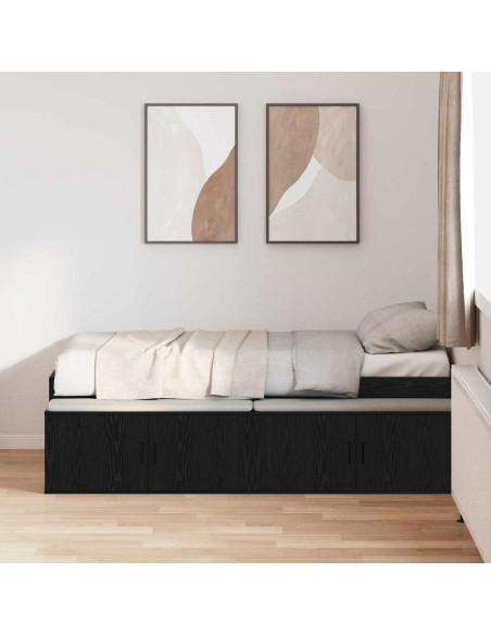 Struttura del letto Rovere Nero 90 x 190 cm Legno multistrato