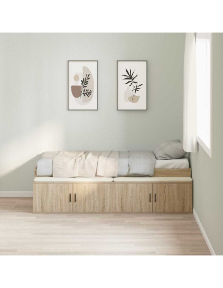 Struttura del letto Rovere Sonoma 90 x 190 cm Legno multistrato